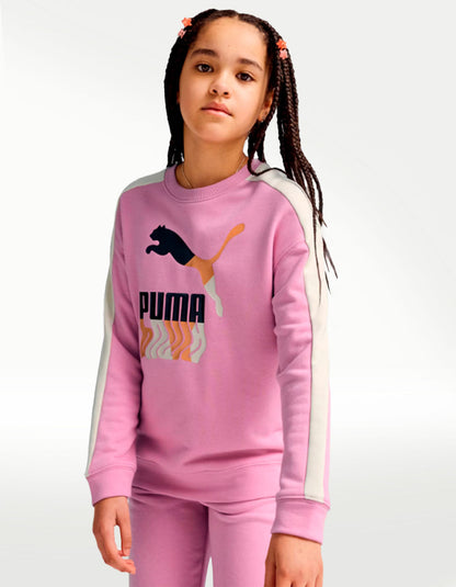 Sudadera Puma Lava Land T7 Crew TR Rosa - Niña