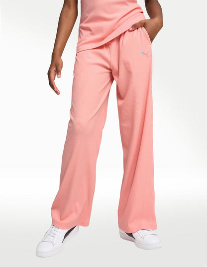 Pants Puma Butterfly Vibe Ribbed Rosa - Niña