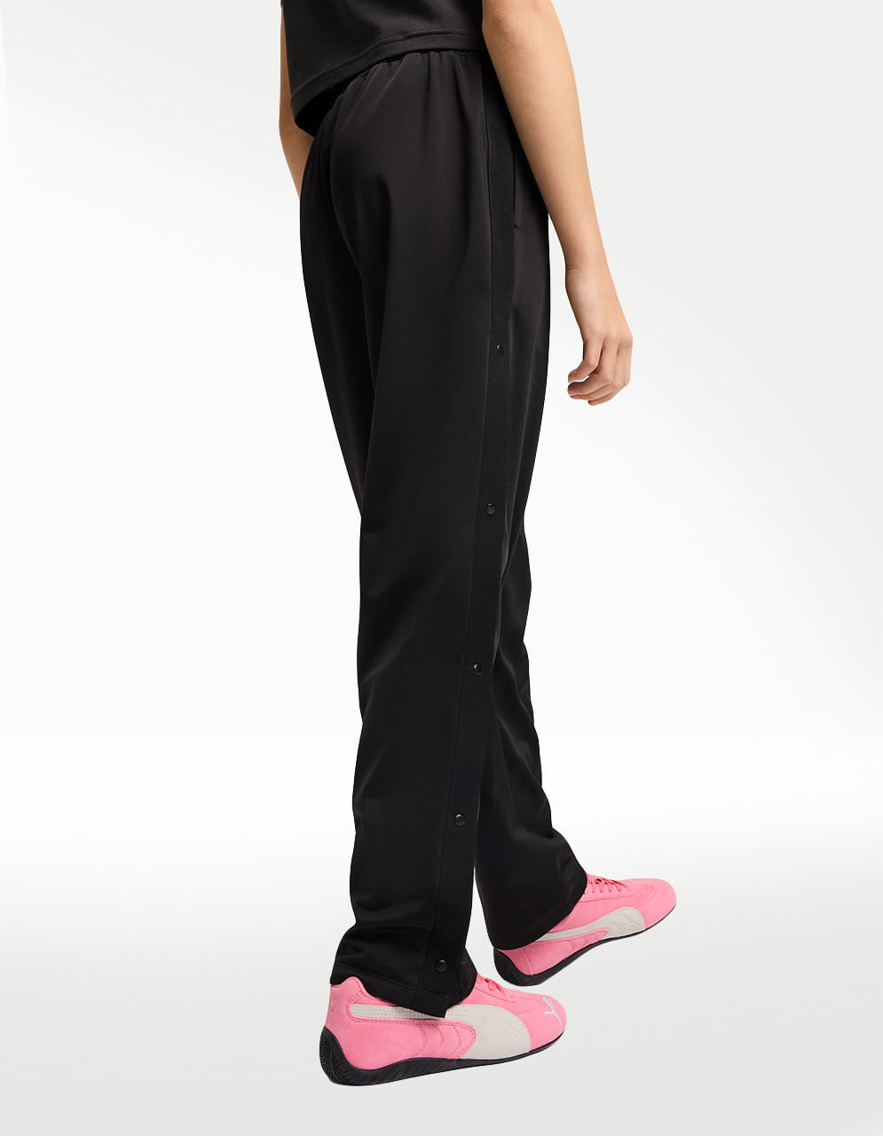 Pants Puma Wardrobe Ess Relaxed Popper Negro - Niño