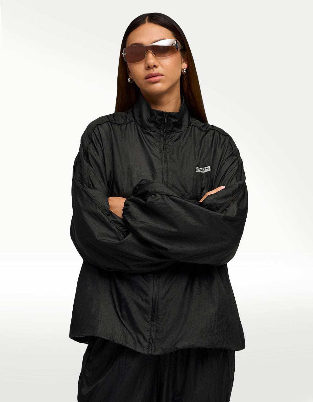 Chamarra Puma X Rosé T7 Oversized Track Negro - Mujer