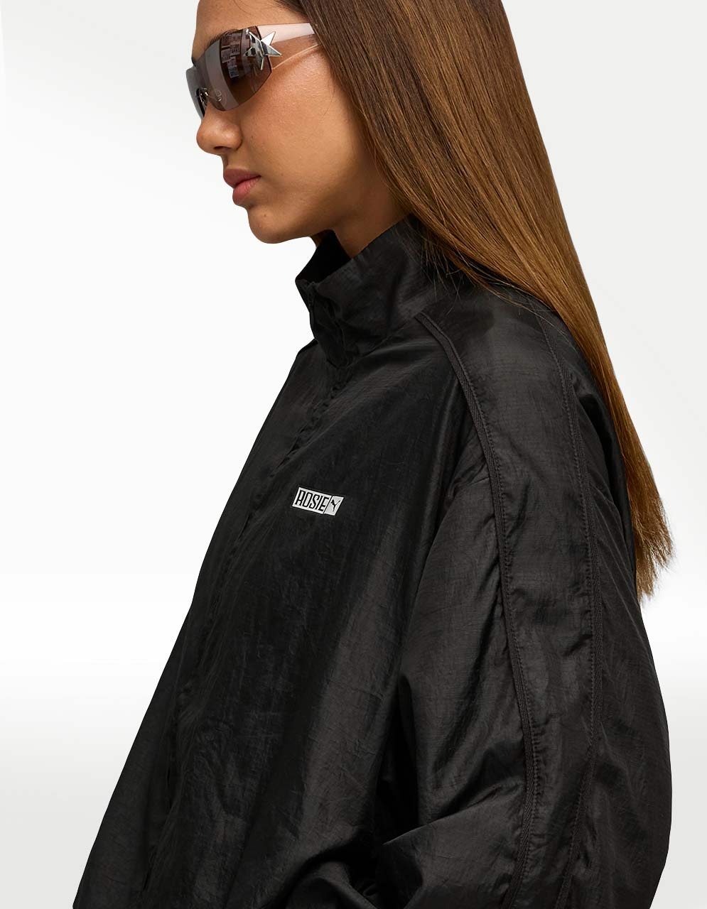 Chamarra Puma X Rosé T7 Oversized Track Negro - Mujer