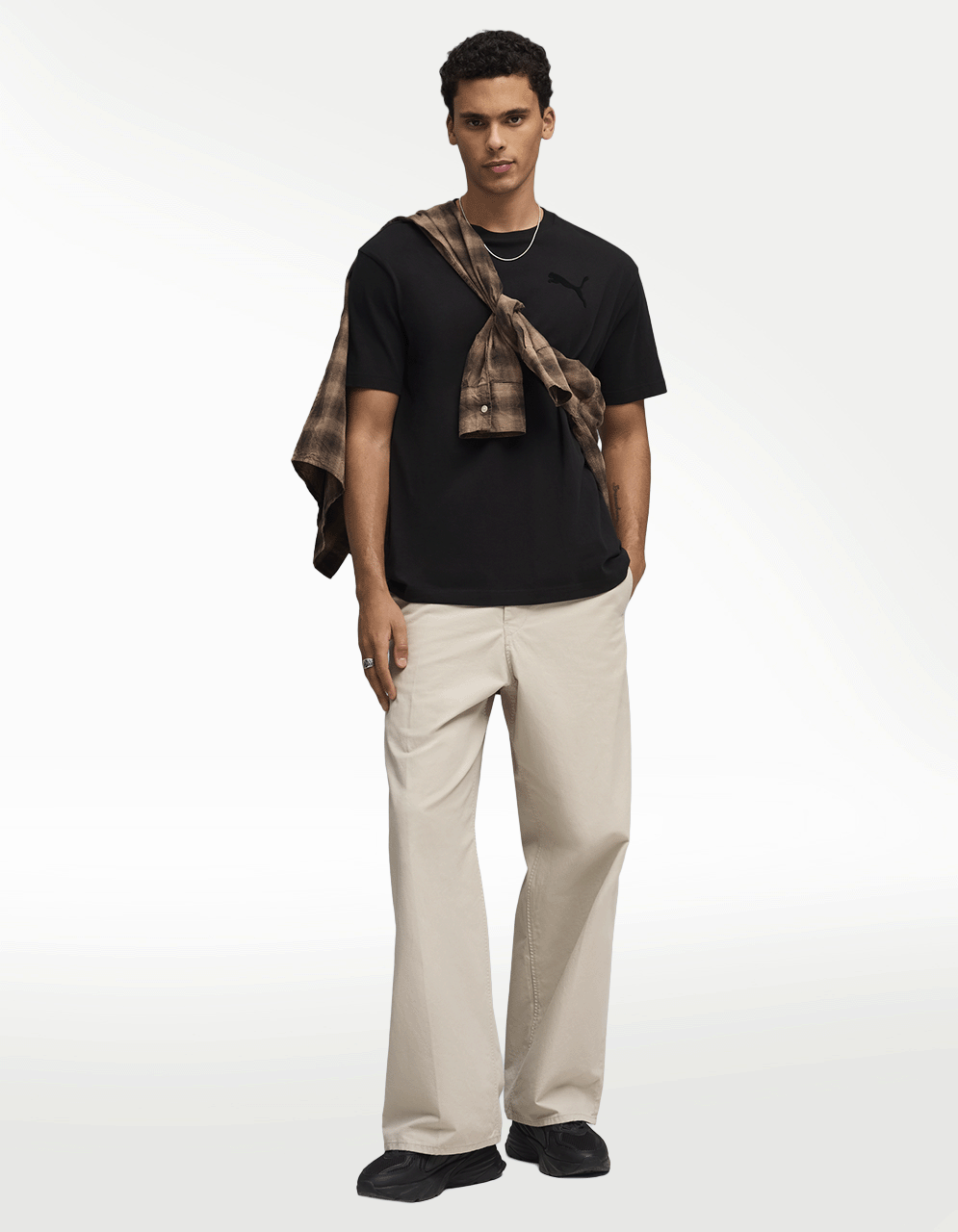 Playera Puma Ess Elevated Cat Log Negro - Hombre