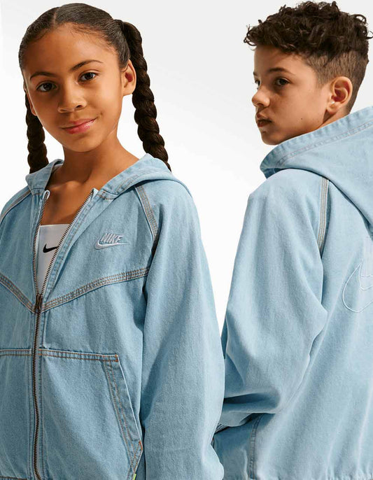 Chamarra Nike NSW WR Denim FZ Azul - Niño