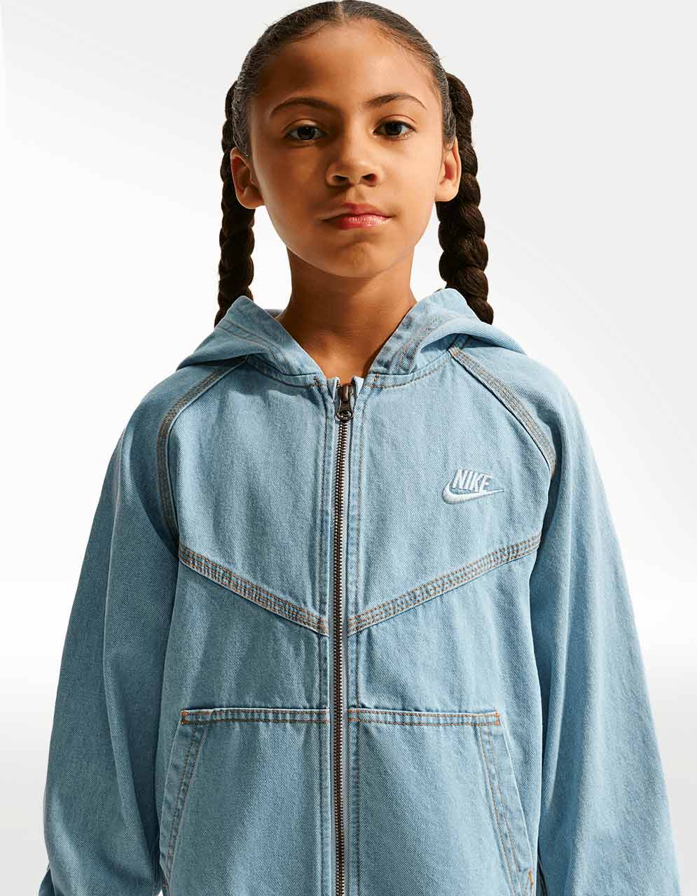 Chamarra Nike NSW WR Denim FZ Azul - Niño